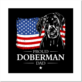 Proud Doberman Dad American Flag patriotic dog Posters and Art